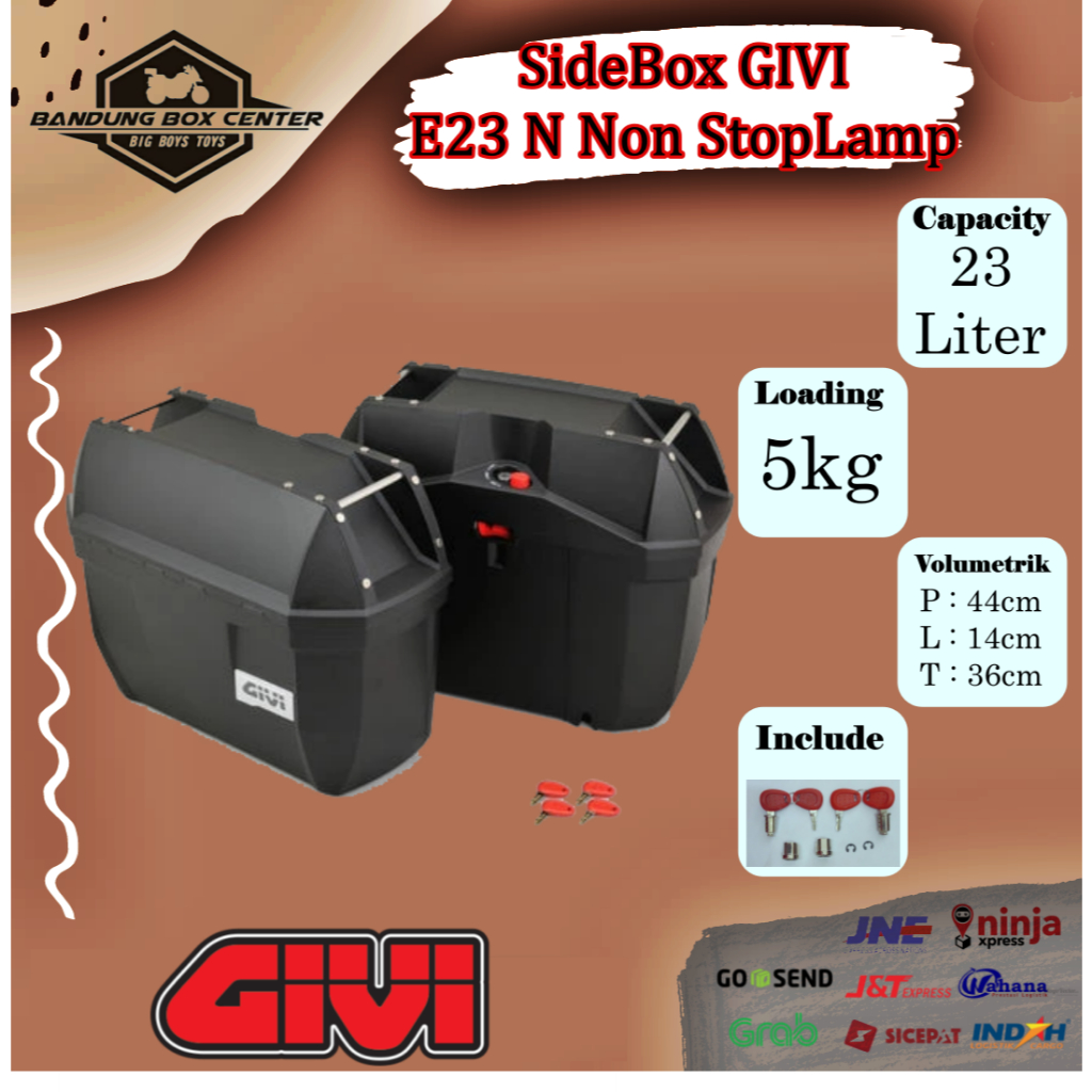 Box Motor Side Box Givi Side Box Box Samping Givi E23 N Givi E 23 ND Non Lampu Givi E23N Tanpa Lampu