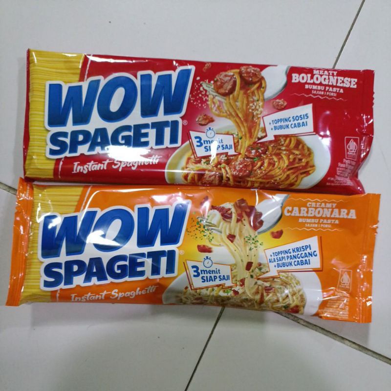 

WOW spageti. instant spageti dengan 2rasa berbeda. Creamy carbonara dan Meaty bolognese 88gr