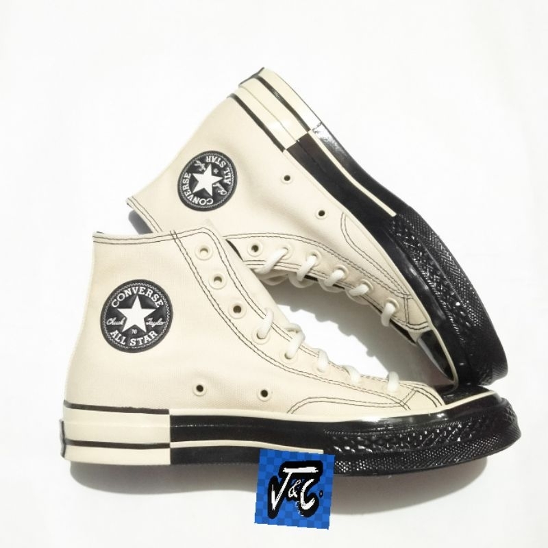 Converse Chuck 70 70s Black & White Split Matte Eyelet Print Natural Ivory