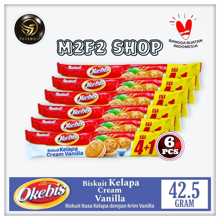 

Okebis Biskuit Kelapa Cream Vanilla | Krim Vanila Sachet - 42,5 gr (kemasan 6 Pcs)