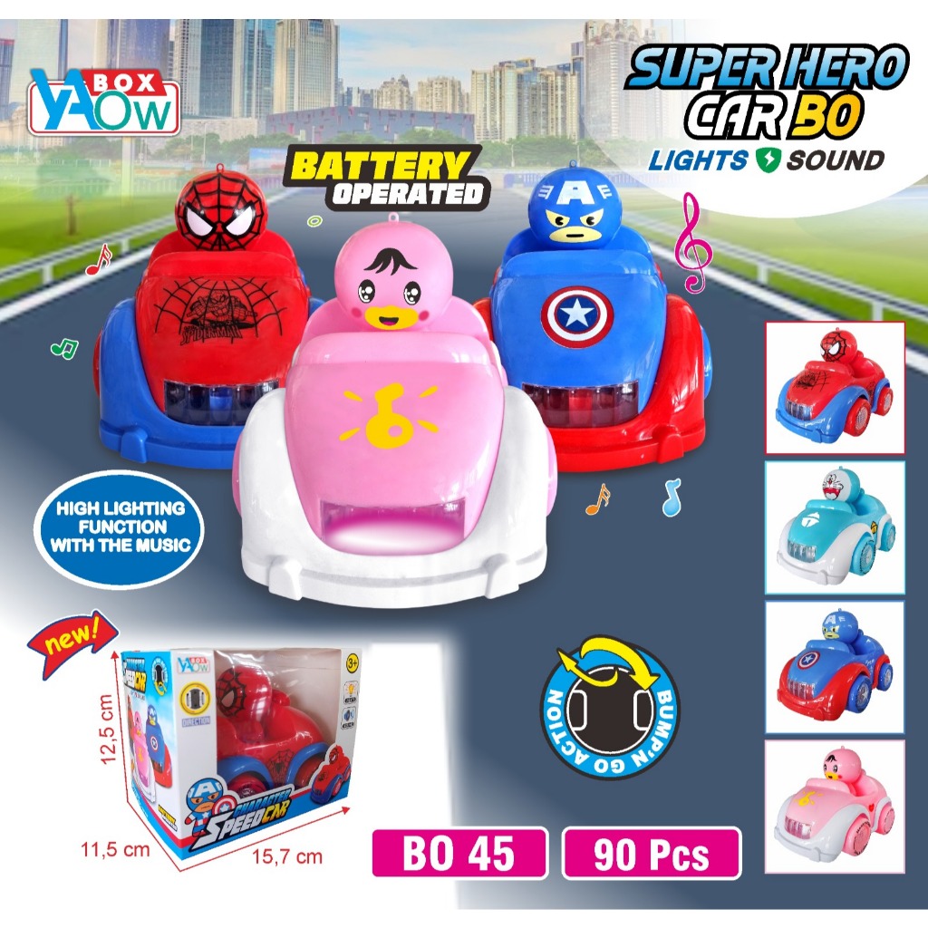 Mainan Mobil Spiderman Menyala dengan Musik Mainan Robot Superhero Laba-laba Lucu untuk Balita