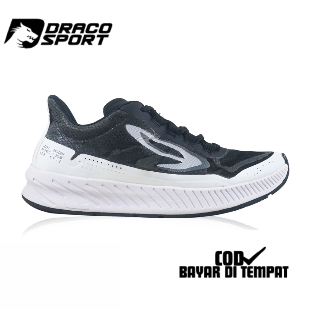 910 Nineten Geist Ekiden Sepatu Lari - Hitam/Putih