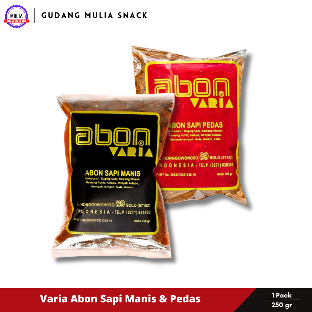 

Abon Sapi VARIA Manis & Pedas 250gr Oleh - Oleh tradisional khas SOLO