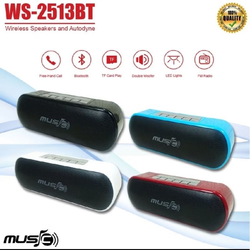 Musik Speaker WSTER WS 2513 BT Support MMC MEMORI USB Aux Bluetooth Wireless Mini Music Box Portable