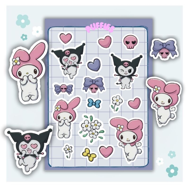 

Sanrio sticker | Melody Kuromi sticker | waterproof | aesthetic sticker | sticker sheet pack | planner sticker