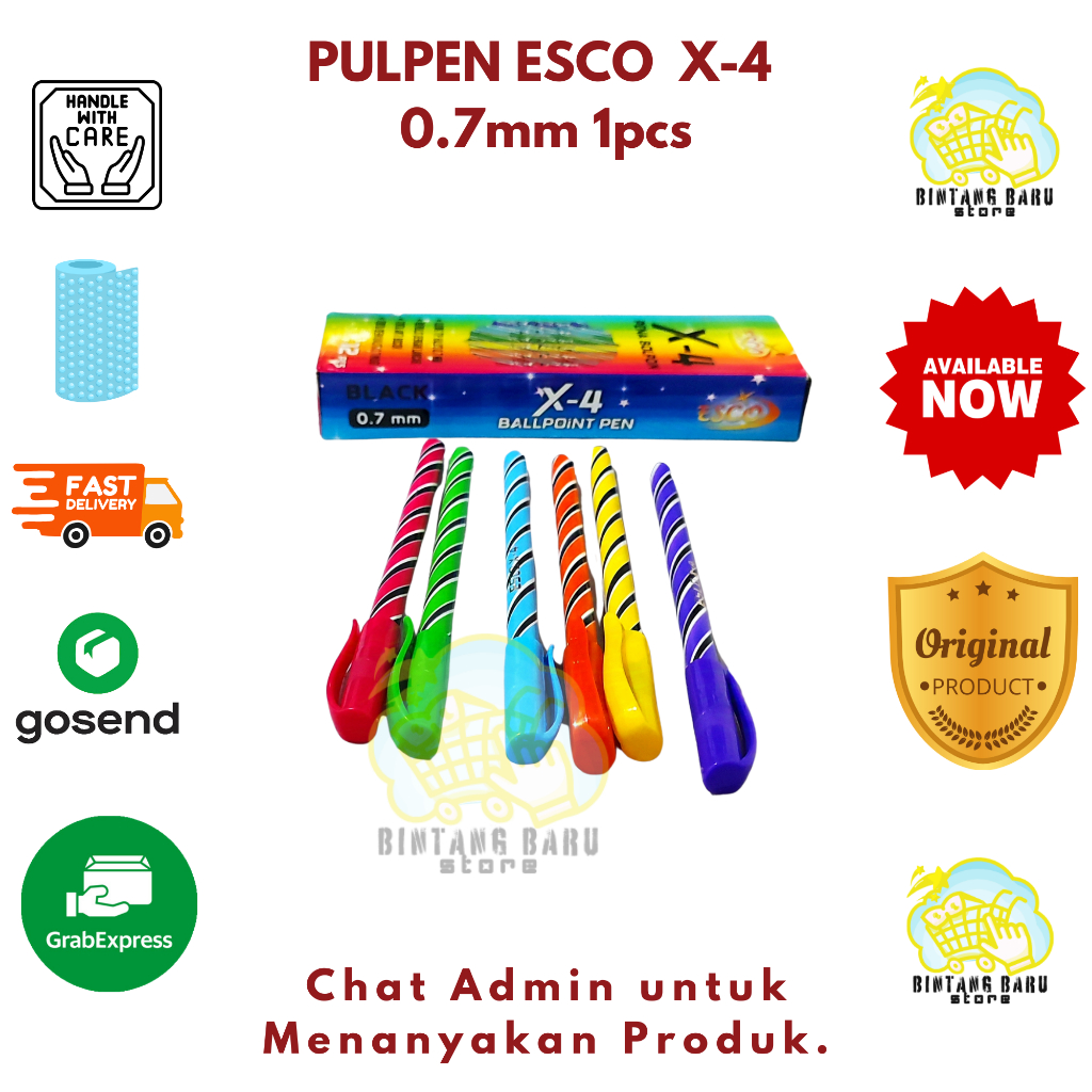 

ESCO - PENA BOLPOIN X-4 - PULPEN MOTIF ULIR - TINTA HITAM