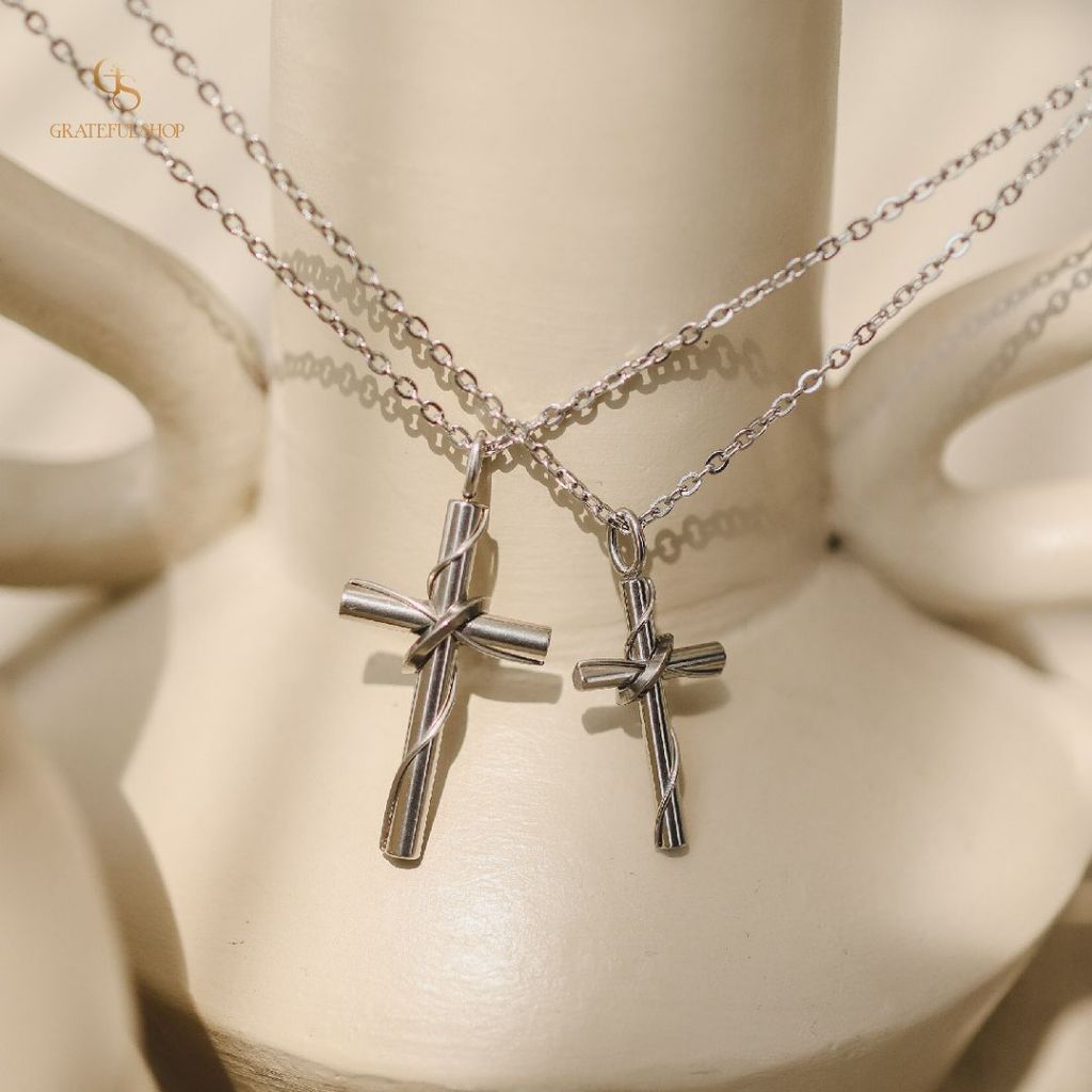 Grateful - Kalung Salib Couple Akwila (STAINLESS STEEL) ANTI KARAT / FREE POUCH