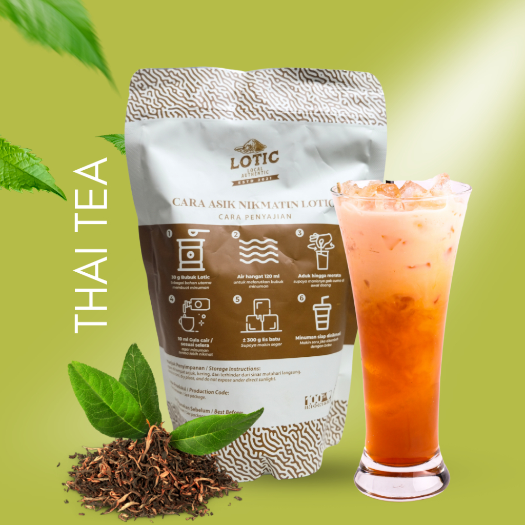 

Bubuk Minuman Premium Rasa Thai Tea LOTIC POWDER DRINK Kemasan 500 Gram