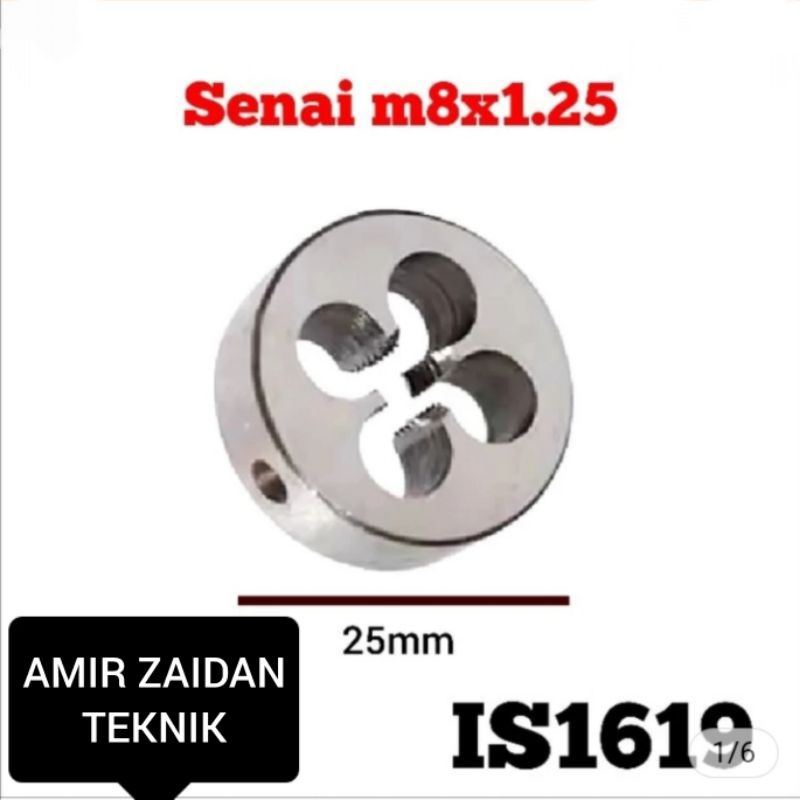 1pcs mata senai snai snei senei m8x1.25 baut 12 round die tap lebar 25mm