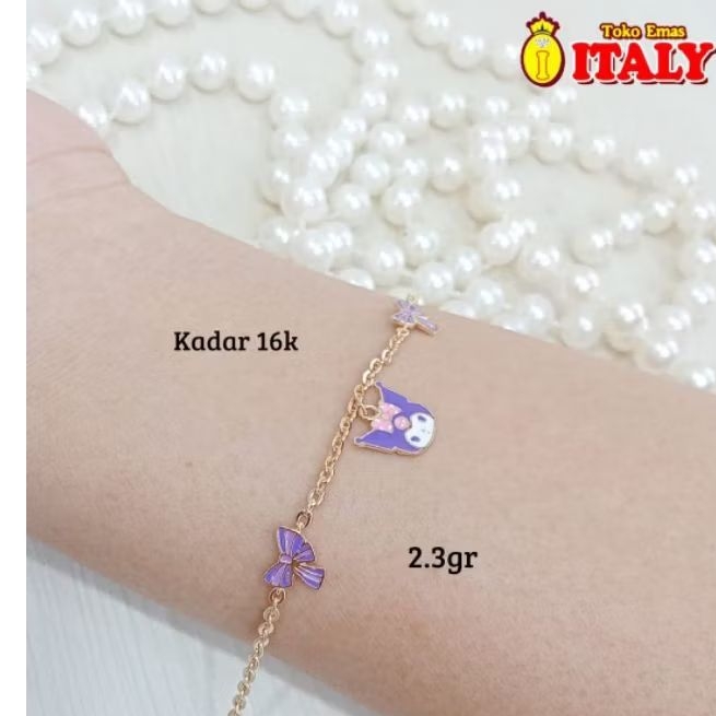 Gelang anak emas tua variasi karakter ungu