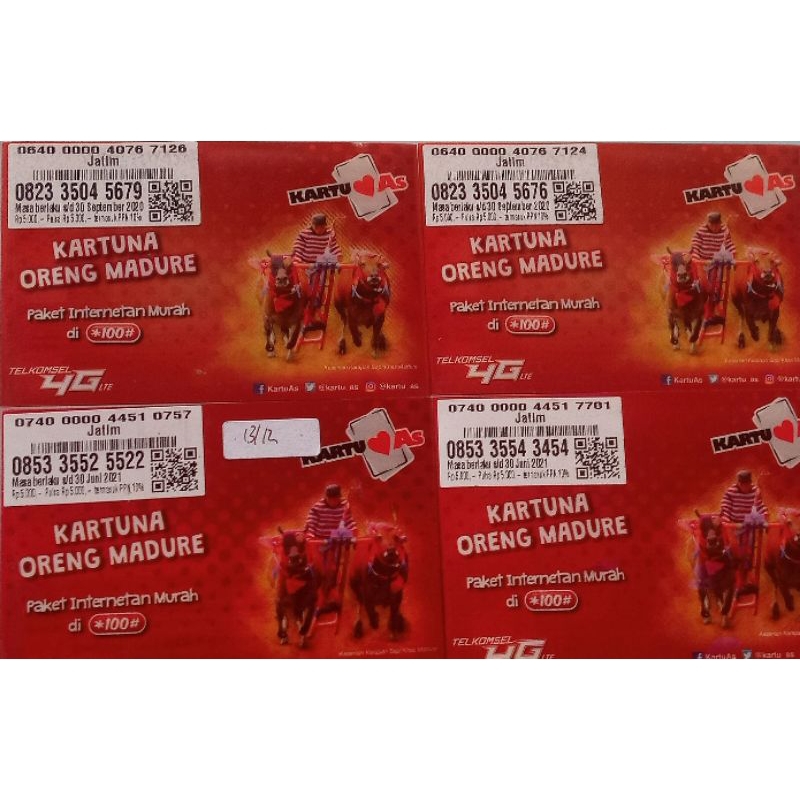 Kartu as madura cantik,  asli bukan tempelan, segel dan terawat bukan second