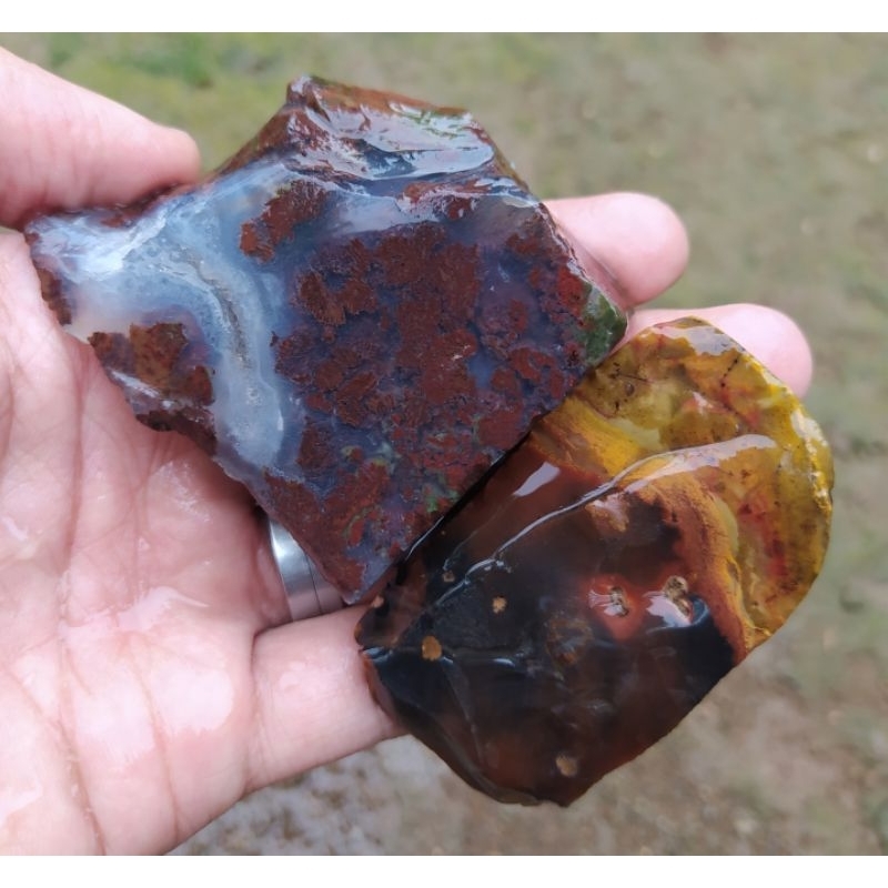 batu akik bahan lempengan pancawarna dari material edong vs gunung kencana borongan hemat