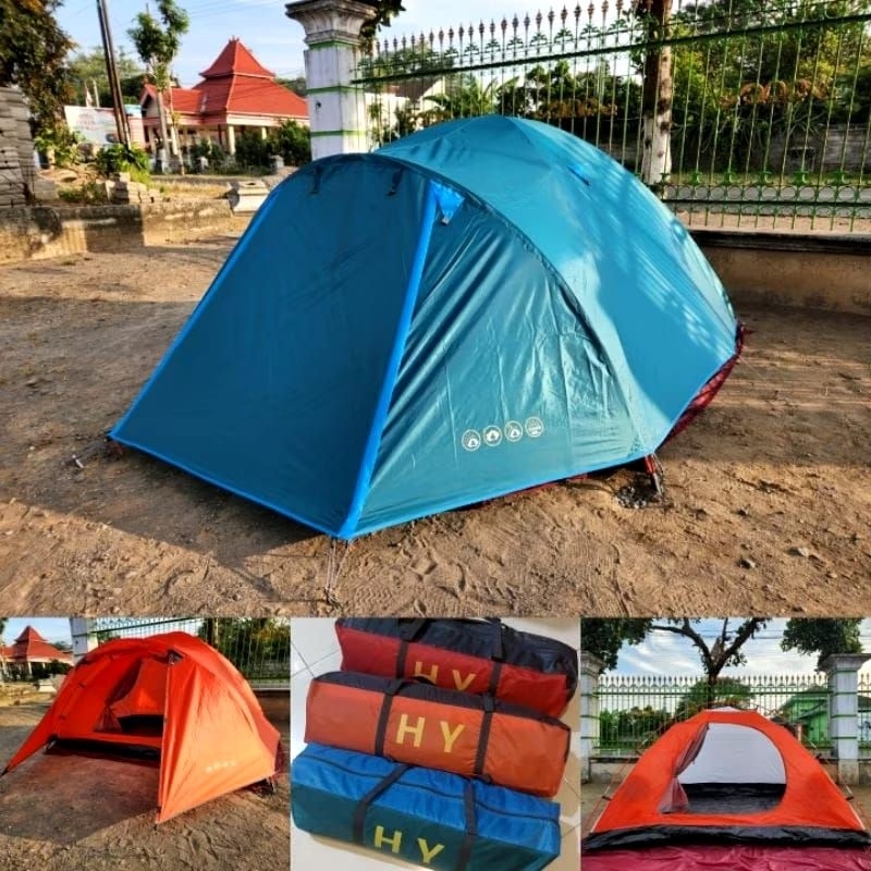 TENDA CAMPING NEW HY BC 4 / TENDA HY BORNEO 4 TENDA KAPASITAS 4-5 ORANG / TENDA BORNEO DOME HARGA TE