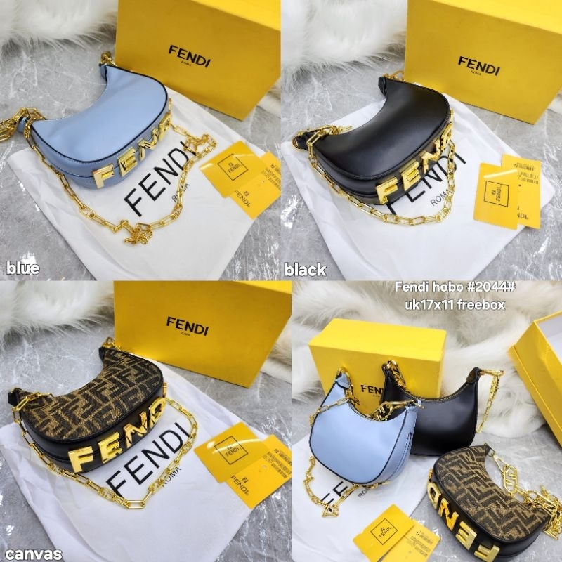 FENDI GRAPHY SLING MINI TAS SLEMPANG TALI RANTAI GOLD SET BOX PREMIUM IMPORT