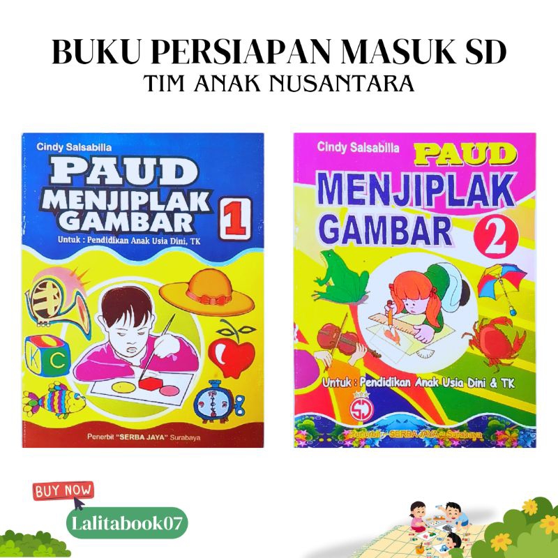 BUKU ANAK TK PAUD MENJIPLAK GAMBAR/PAKET 2 BUKU BELAJAR MENJIPLAK GAMBAR/SJ