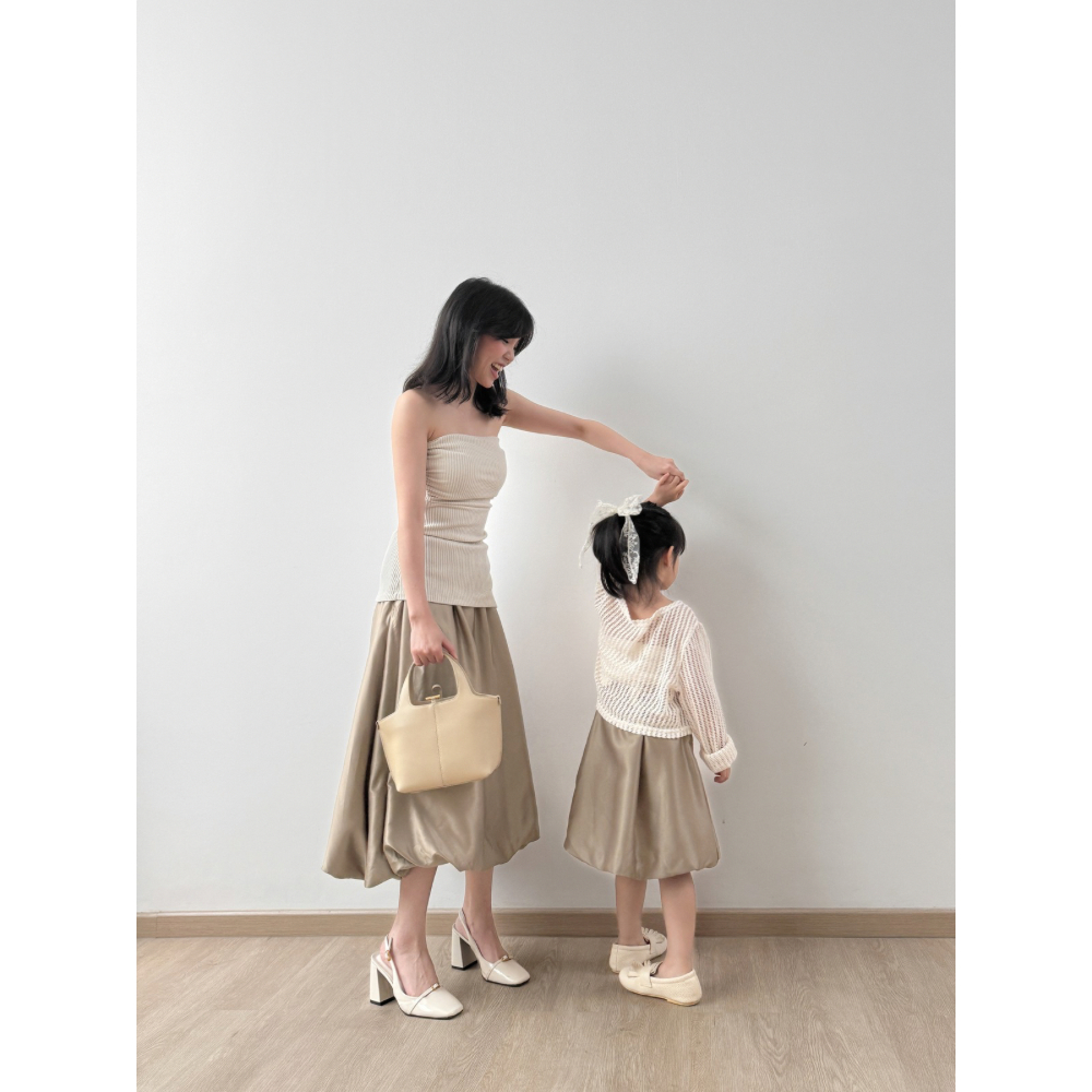 Kadaka Matching Outfit | Midi Satin Skirt & Kids Mini Skirt | Mini & Mama Satin Collection