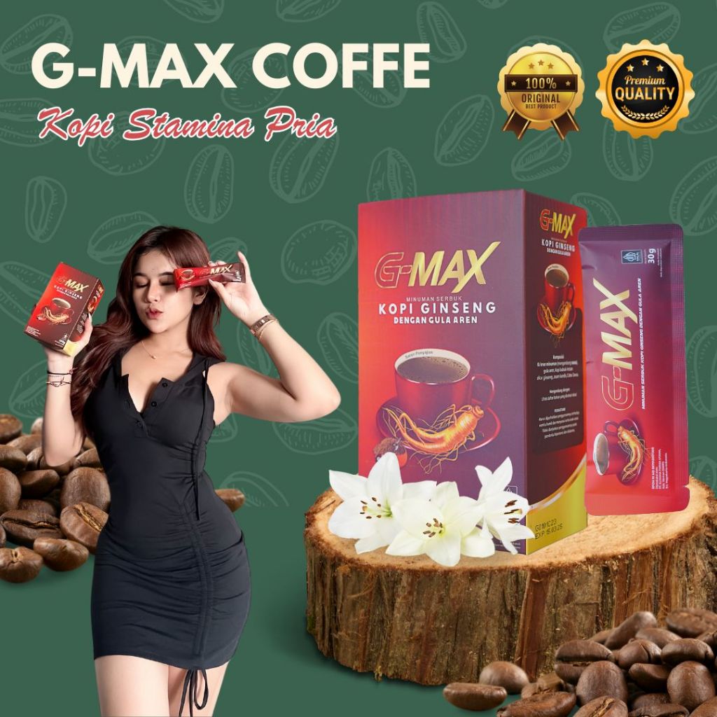 

KOPI G-MAX Minuman Kopi Gingseng Penambah Stamina 1 Box isi 10 sachet Original