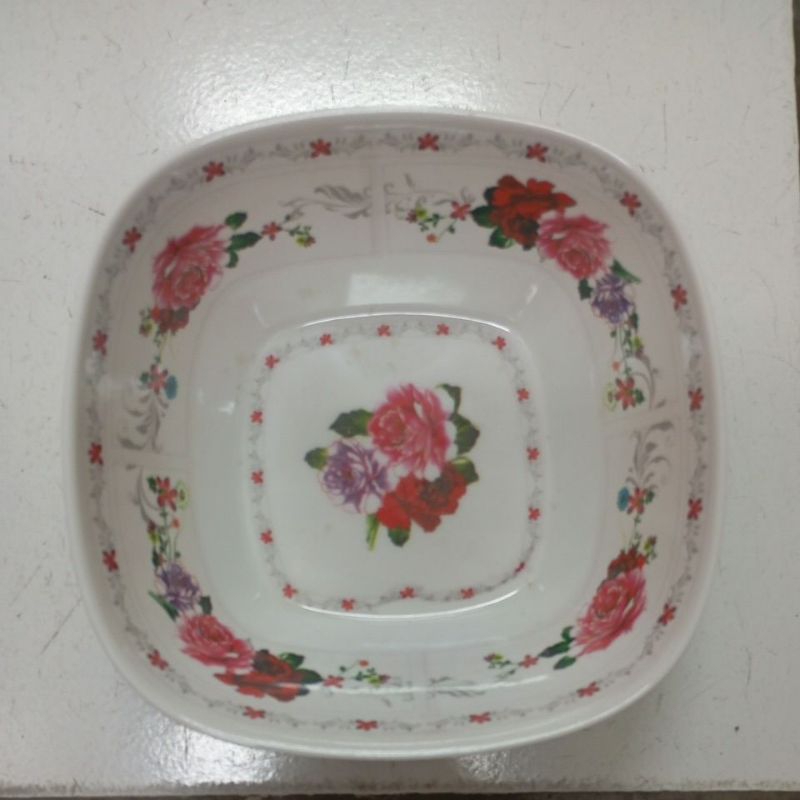 Mangkok Melamin 7Inch Segi Motif / Mangkok Segi Melamin Serbaguna