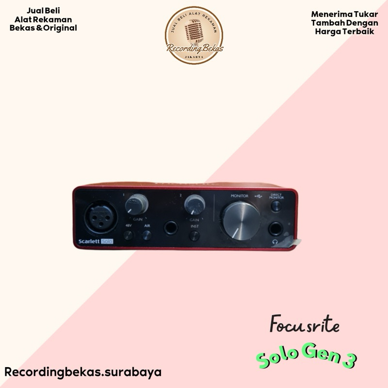 Soundcard Focusrite Scarlett Solo Gen 3 (Bekas)