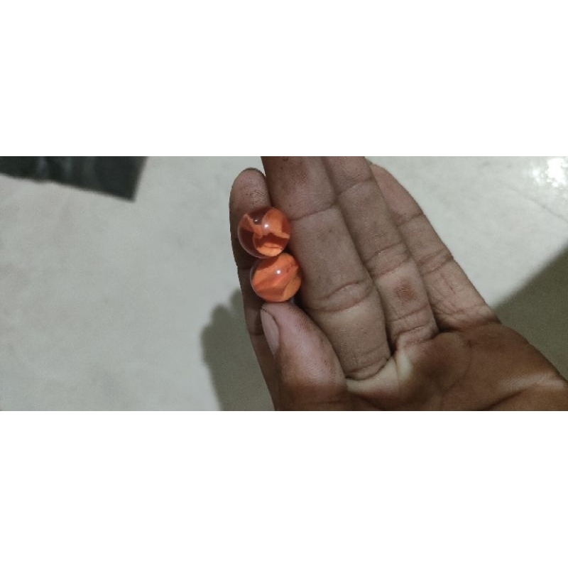 kelereng balap warna orange siap lomba 2pcs ukuran 11mm lebih