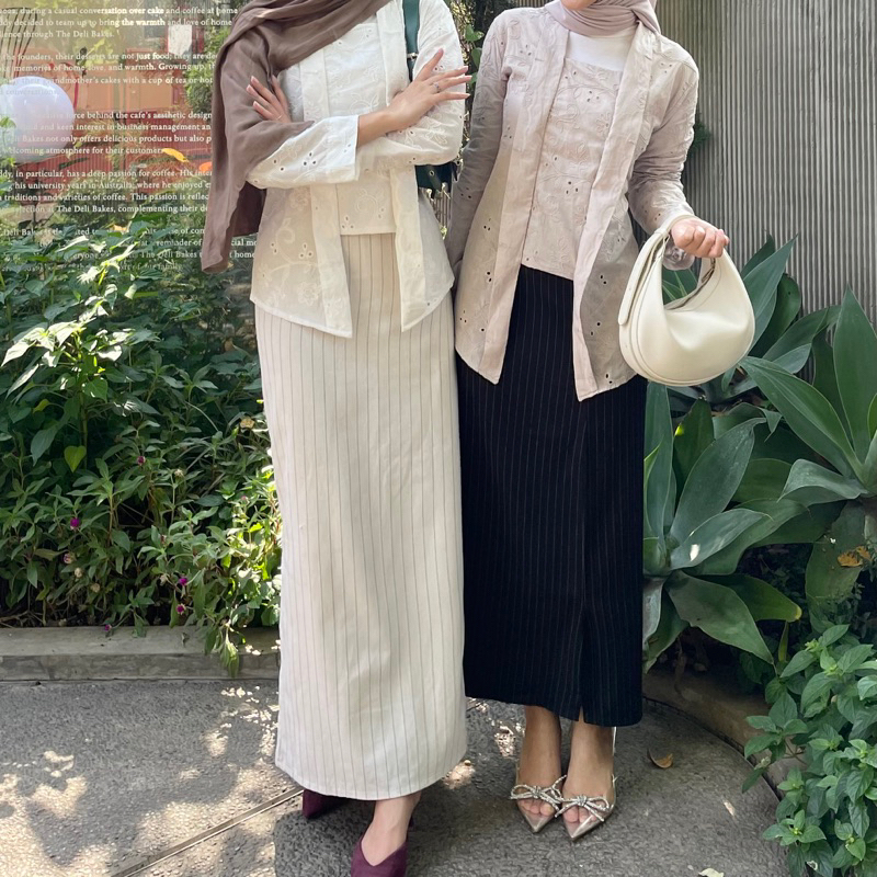 sora skirt/stripe skirt/rok stripe/rok garis/rok linen/rok span