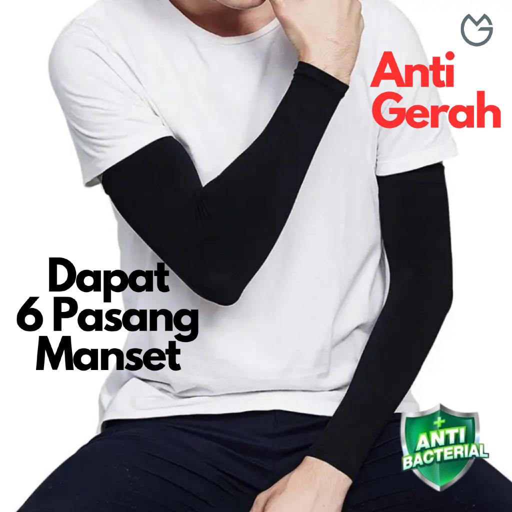 Isi 6 Manset Tangan Pria Wanita Emga MX1A Panjang Polos Pelindung Lengan Pendek Arm Sleeves Unisex M