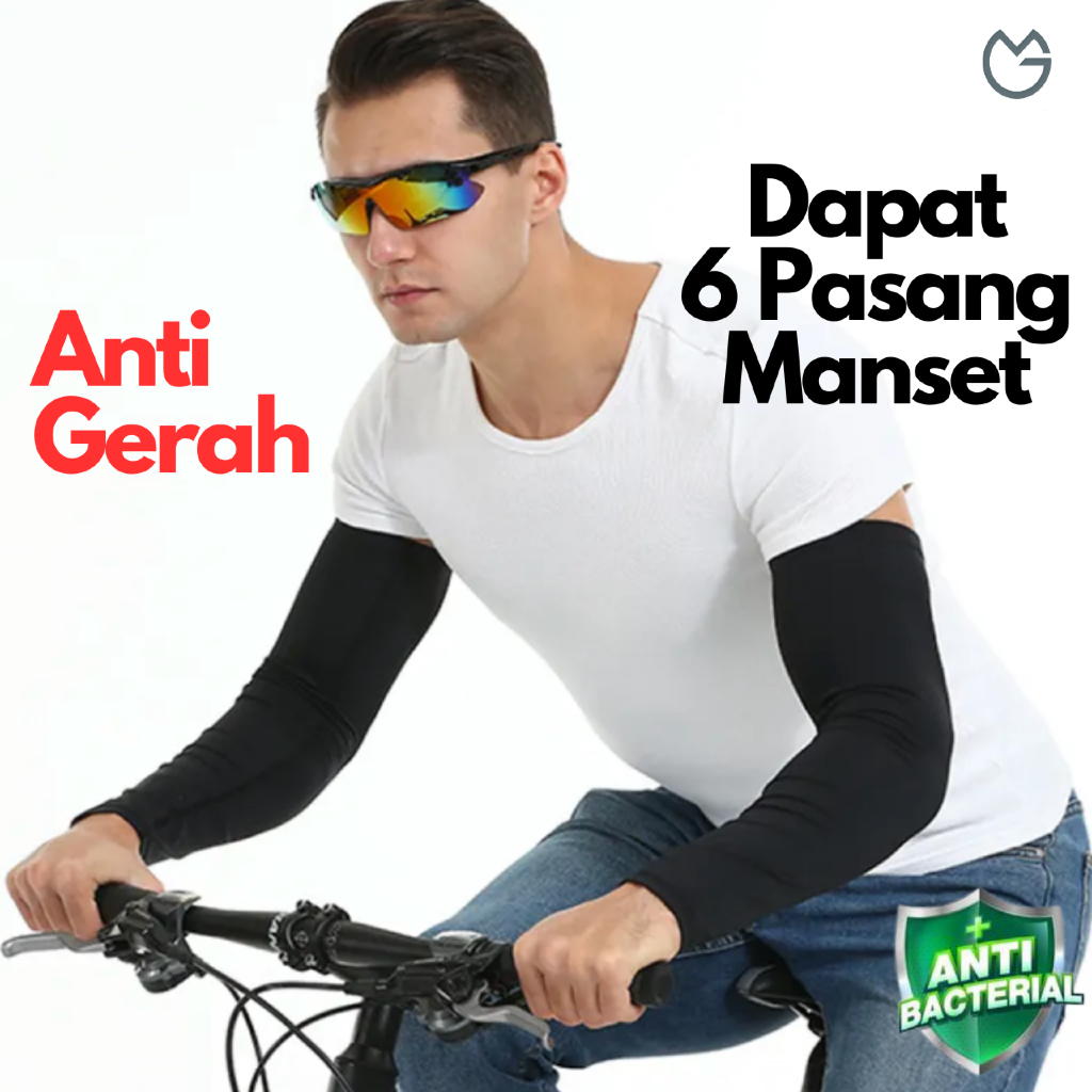 Manset Tangan Isi 6 Pria Wanita Emga MX1C Panjang Polos Pelindung Lengan Pendek Arm Sleeves Unisex M