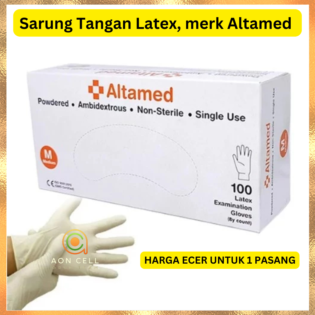 Sarung tangan Altamed Latex Powdered Hand Gloves Latex / Sarung Tangan Kesehatan / Handscoon Medis