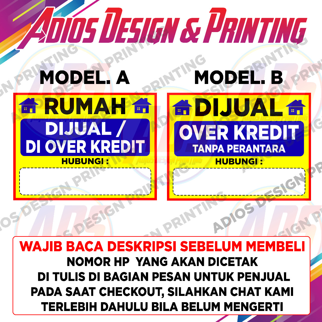 Spanduk Rumah Dijual atau Over Kredit / Banner Dijual Rumah Over Kredit