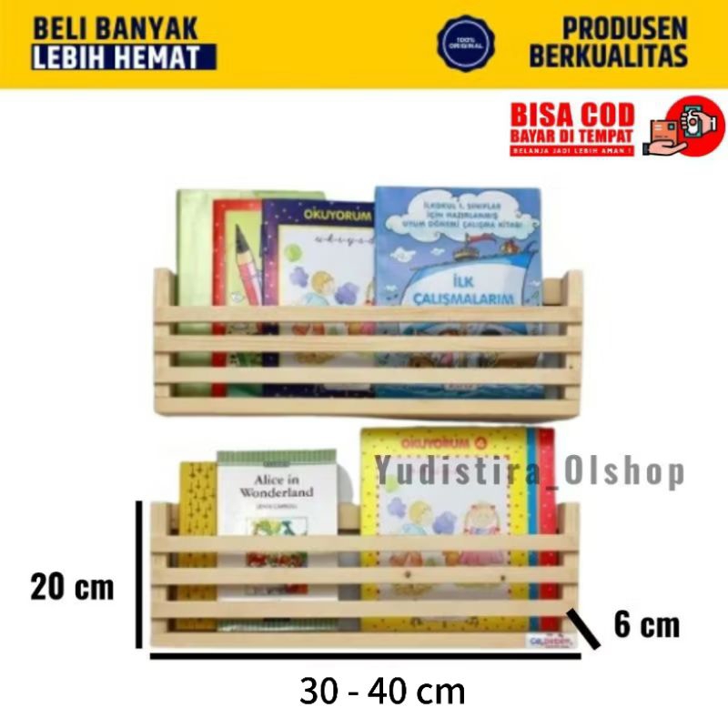 Rak buku dinding / Rak buku kayu / Rak kayu serbaguna