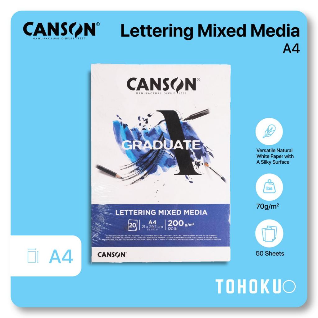 

Canson - Graduate Lettering Mix Media A4 | Buku Kertas Gambar Sketsa Sketch