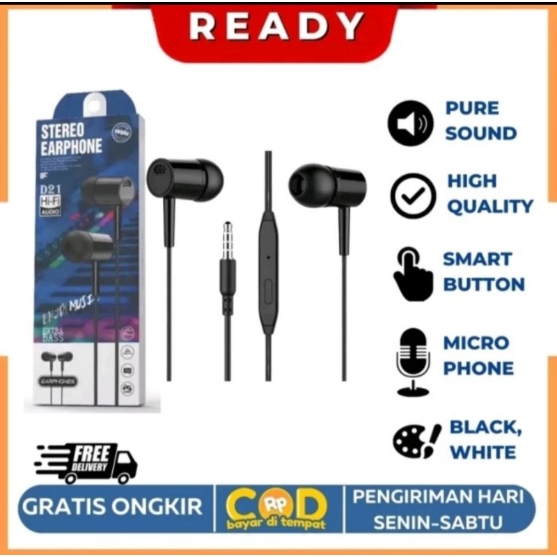 (PROMO) Headset Hf Extra Bass D21/ L29/Stereo Earphone