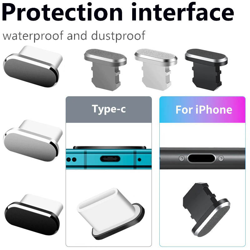 Metal Dust Plug Lightning - Type-C Charging Port - Tutup Lubang Charger Cas Casan iPhone iPad iPod M
