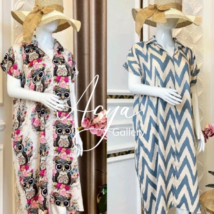 Tiara Korean Motif Katun Rayon Daster Kerah Motif