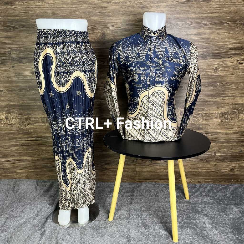 CTRL+ FASHION - ROK PLISKET KEMEJA LENGAN PANJANG BATIK ROK PLISKET COUPLE BATIK KEMEJA LENGAN PANJA