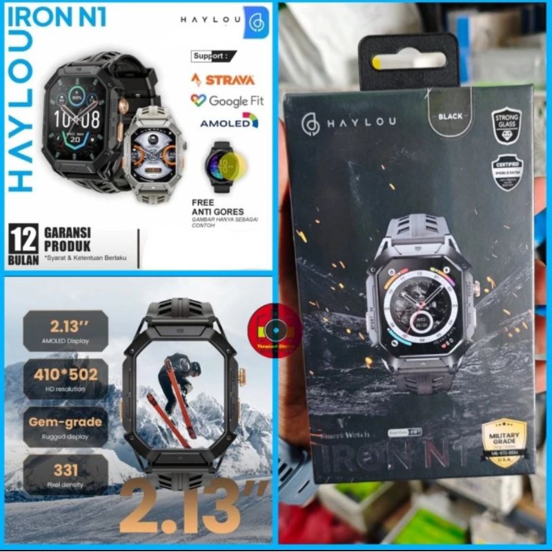 Haylou iron N1 Amoled Smartwatch Military Grade Garansi Resmi