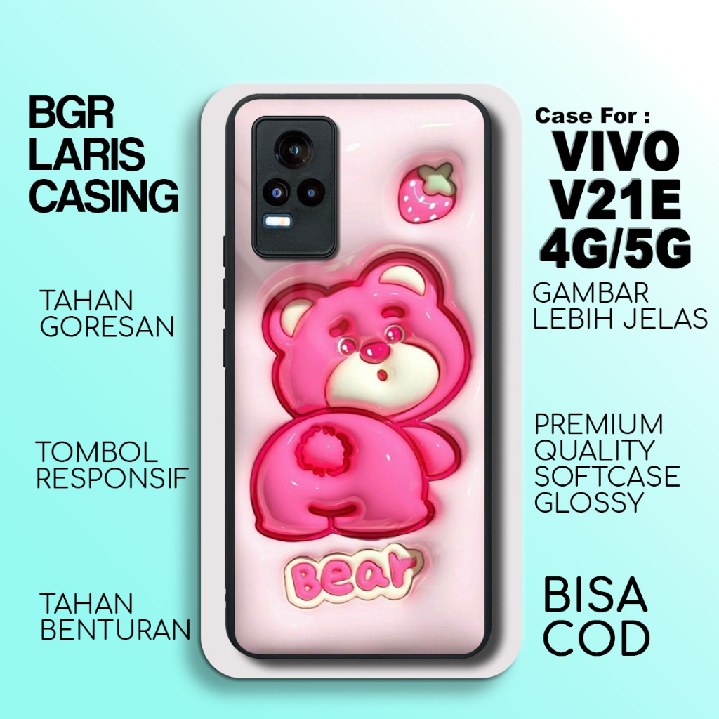 Case Vivo V21E 4G Terbaru Cute Bear Casing Vivo V21E 5G Termurah Hardcase Softcase Glossy Terlaris