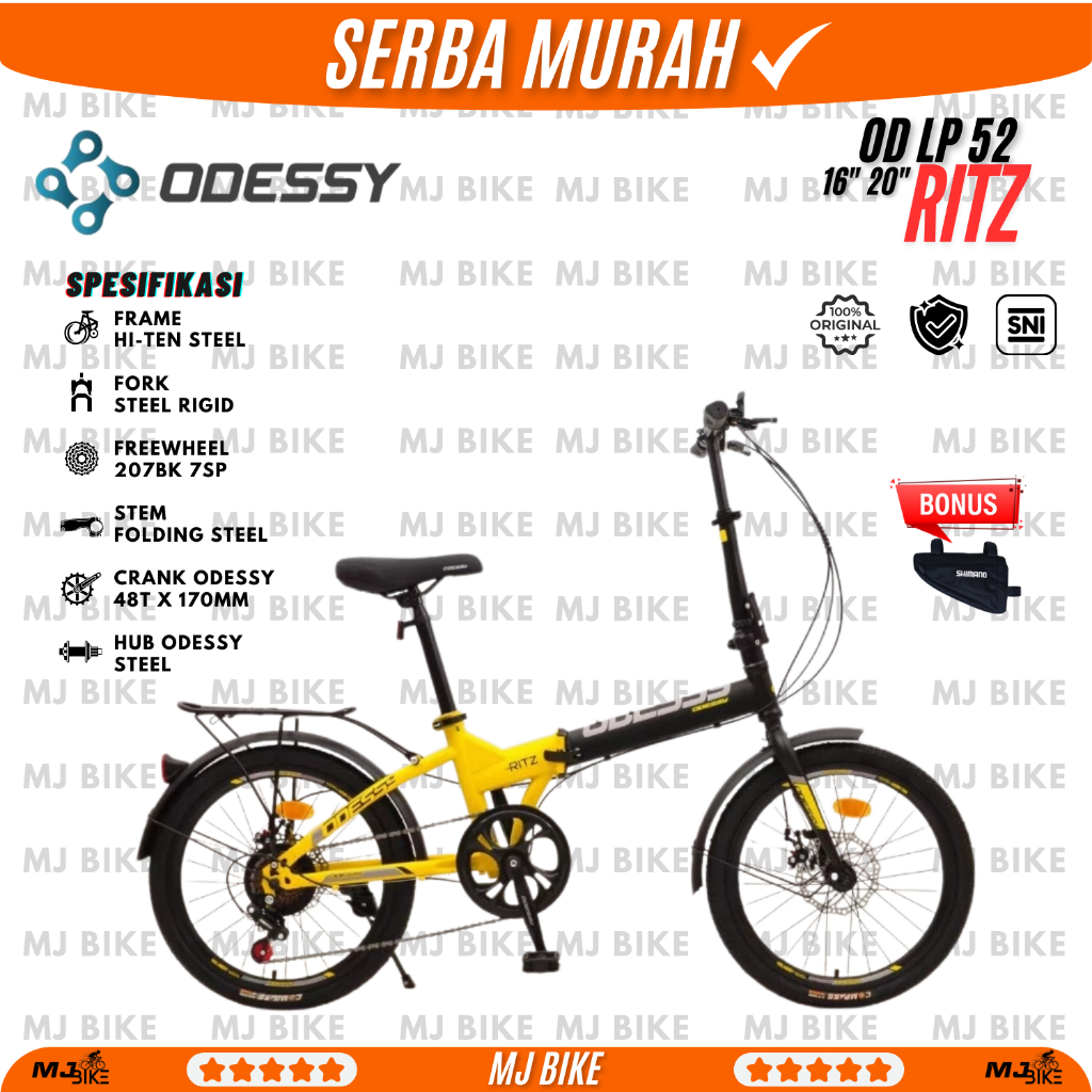 SEPEDA LIPAT ODESSY RITZ 52 + BAGASI 16 20 / 16 RODEO 1SP