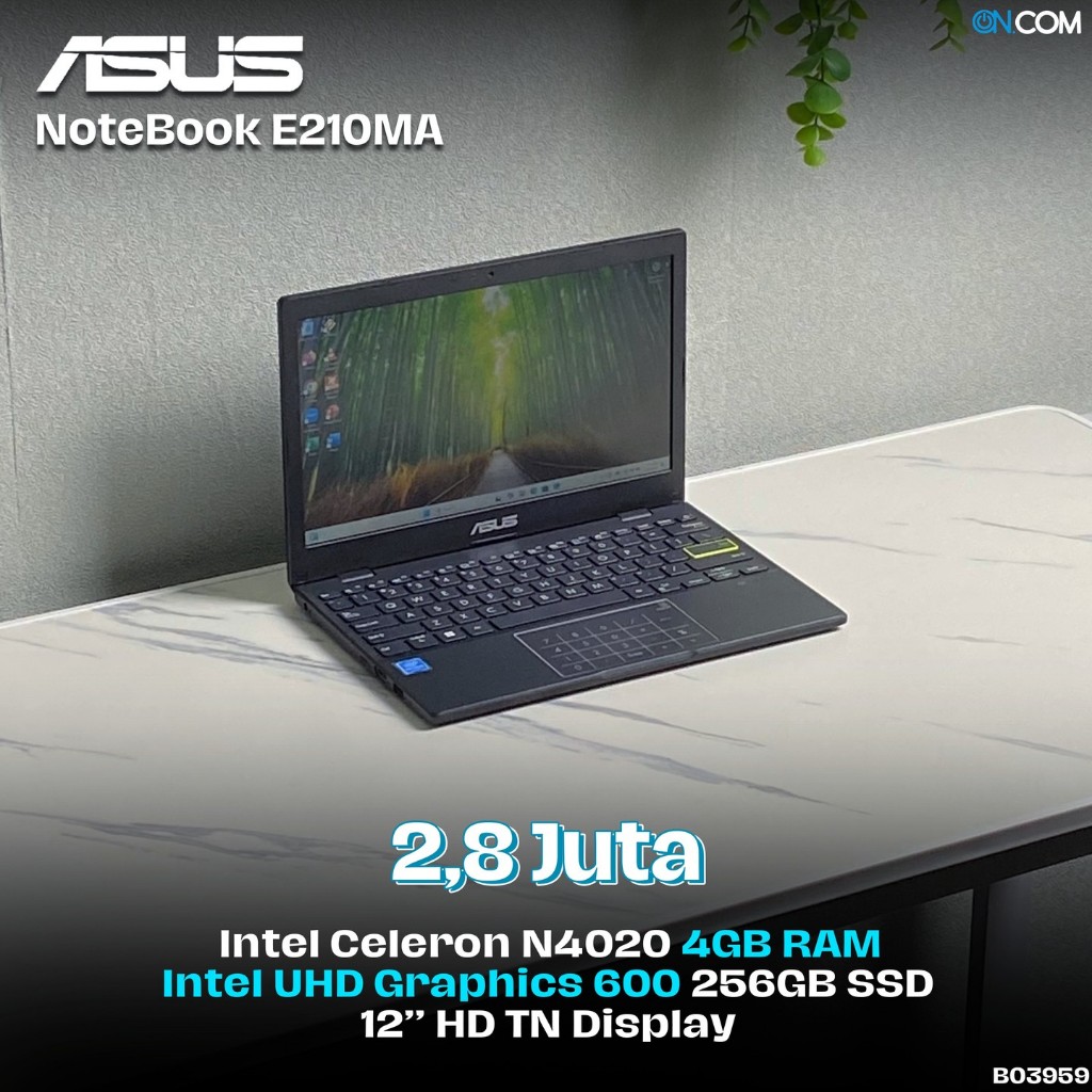 ASUS Notebook E210MA/Intel Celeron N4020/RAM 4 GB/SSD 256 GB/Garansi Toko 1 Bulan