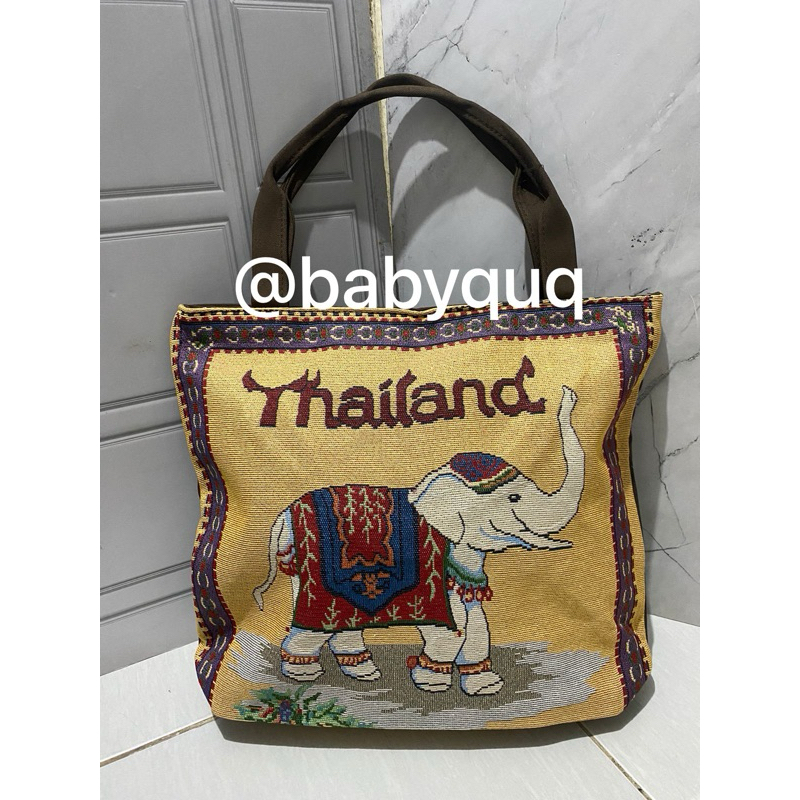 QH TOTEBAG KANVAS JUMBO IMPORT - TOTEBAG ETNIK THAILAND - Oleh oleh bangkok - tas thailand