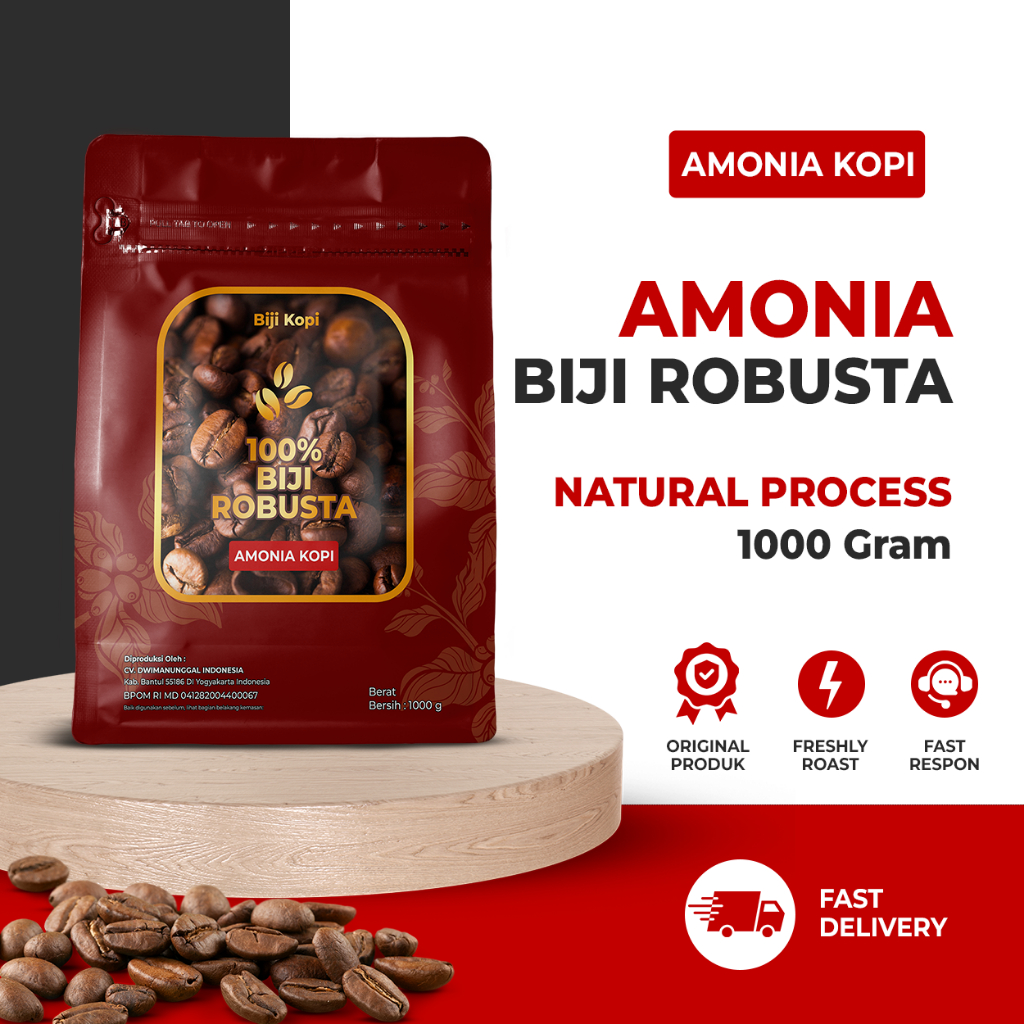 

Amoniakopi - Biji Kopi Bubuk Robusta Lampung Medium Roast Coffee Beans | Coffee Roast Beans Espresso Bean Coffe 1Kg ,BPOM