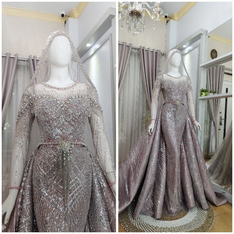 GAUN DRESS WEDDING PREMIUM /KEBAYA PENGANTIN MODERN /BAJU PENGANTIN MUSLIM MEWAH /GOWN WEDDING