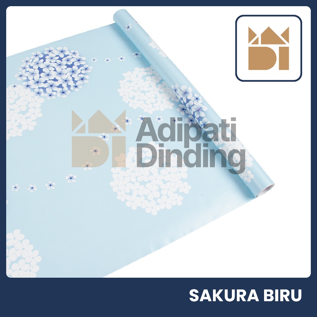 WALLPAPER MOTIF BUNGA SAKURA BIRU,WALLPAPER STIKER DINDING MOTIF BUNGA BIRU/BLUR,WALLPAPER BIRU
