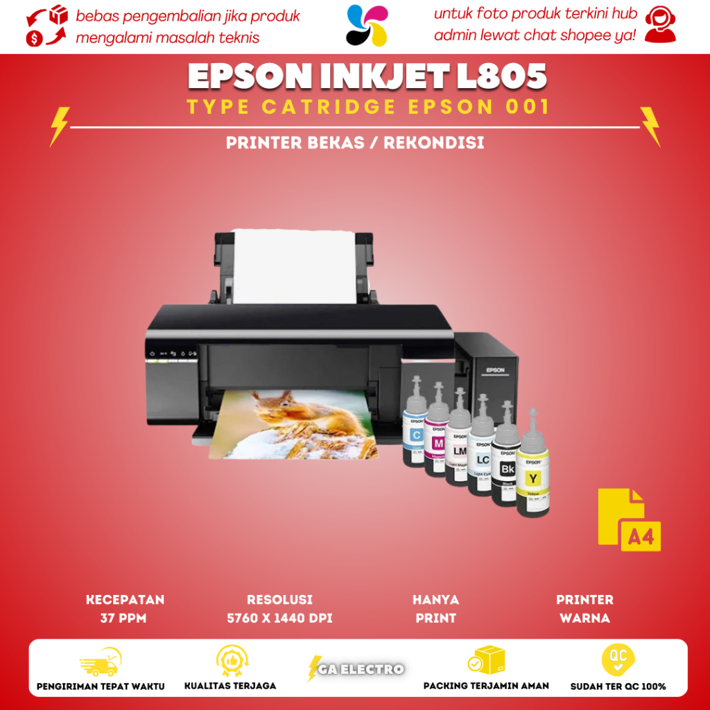 printer color epson inkjet l805 cocok buat id card 6 warna kondisi second
