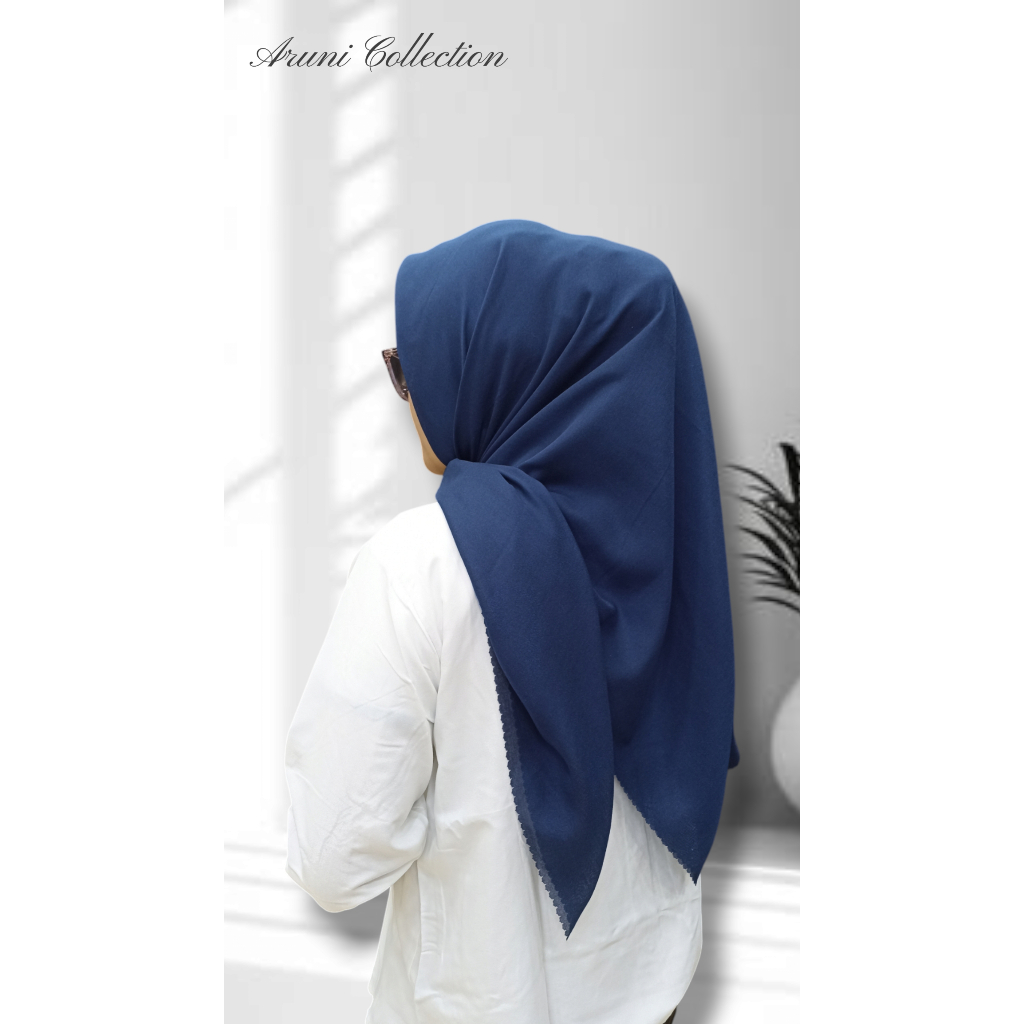 NAVY - Hijab Polos Segi Empat Warna Navy Lasercut Bahan Voal - Voal Ultrafine - Tryspan Ultrafine