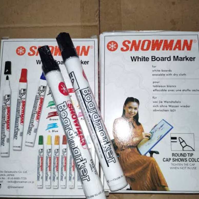 

KODE T38U Original Spidol whiteboard snowman hitam isi 12pcs best seller