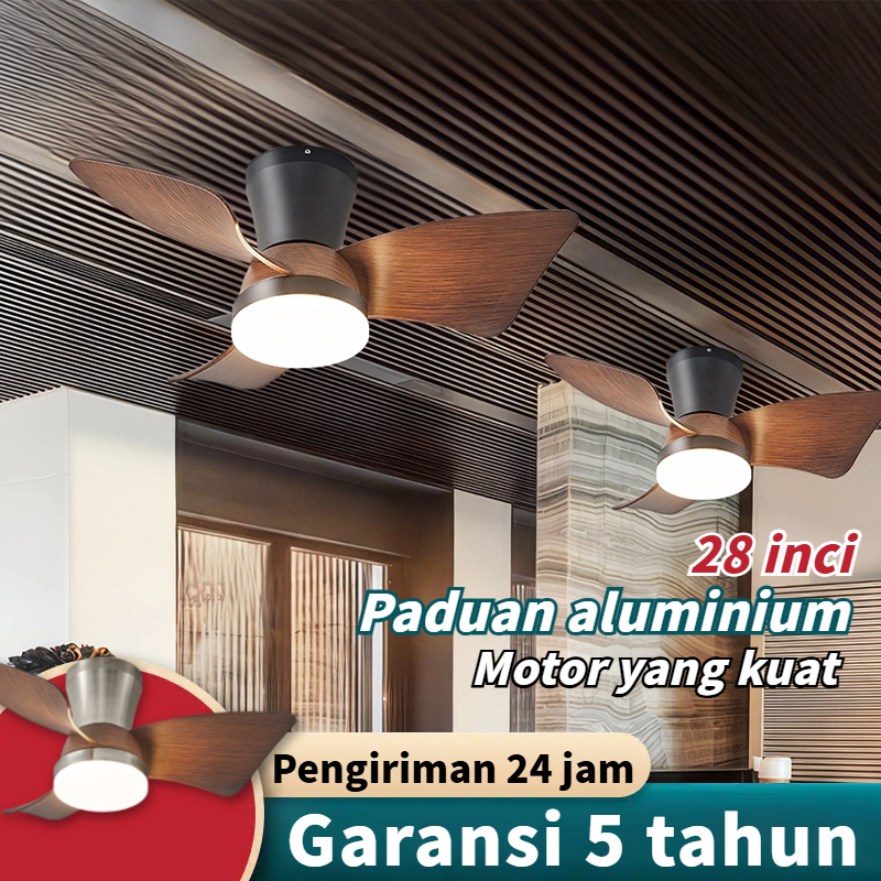 Lampu kipas angin gantung plafon 28 inci remote 3warna kipas angin ruang tamu dengan lampu kipas bal