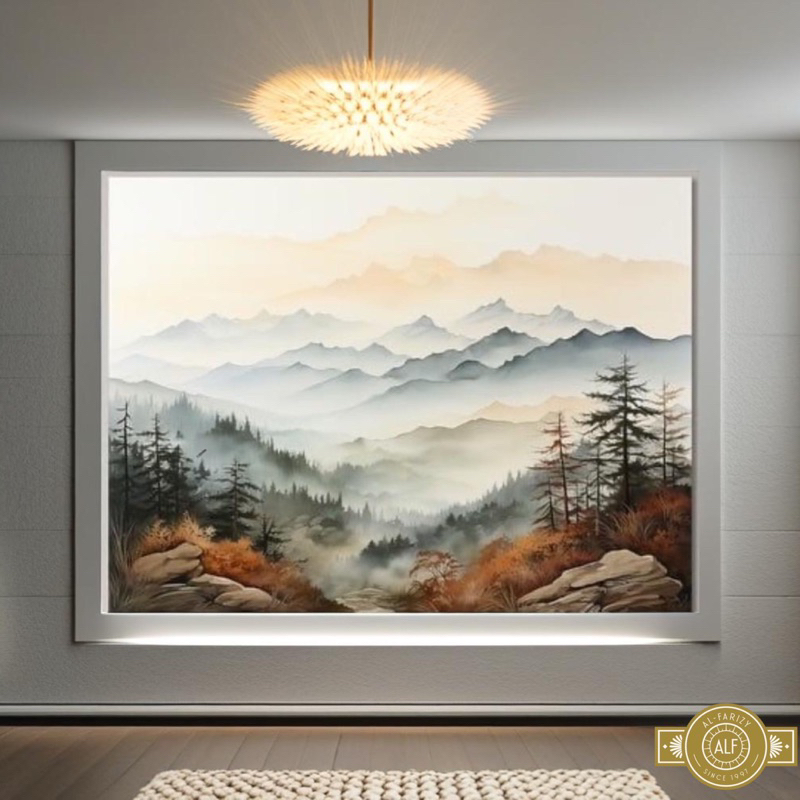 Lukisan Pemandangan Gunung Berkabut Hiasan Dinding Dekorasi Dinding Lukisan modern Lukisan Aesthetic