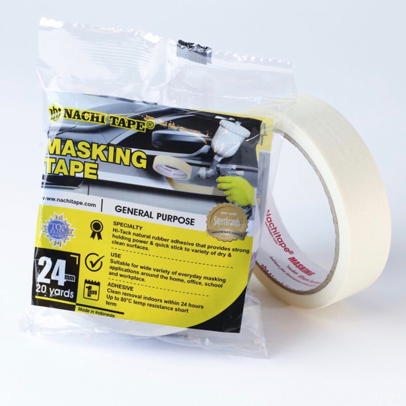 

Masking Tape Lakban Kertas NACHI 24 mm x 20 Yard Selotip Kertas