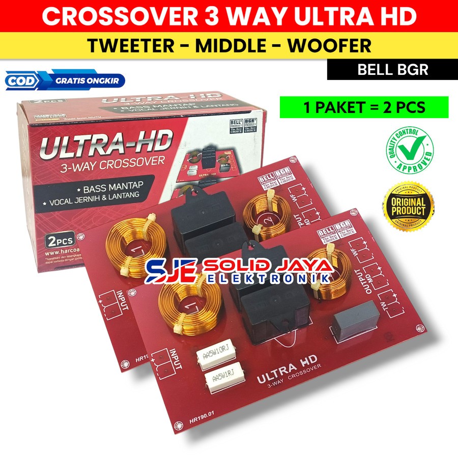 KIT CROSSOVER 3 WAY ULTRA HD BELL BGR TWEETER MIDLE MIDDLE MID WOOFER WOFER 1 SET 2 PCS 2PCS 2KIT 2 